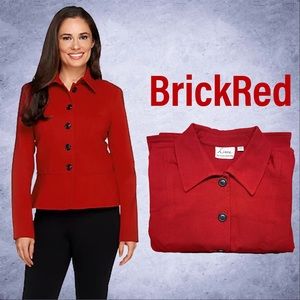 Linea By Louis Dell'Olio Button Up Long Sleeve Jacket, NWT 26W Brick Red A257280